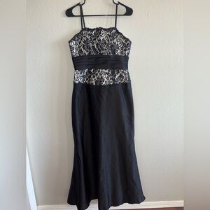 Chic Black and White Lace Maxi Dress